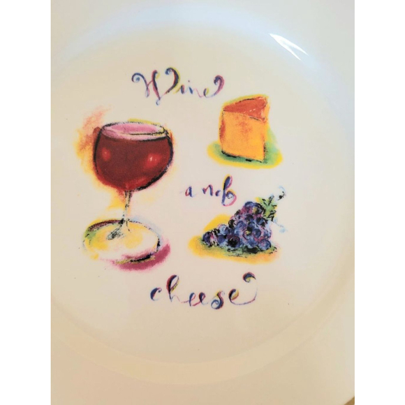 Rosanna Studio Wine & Cheese Plates Set of 4, White and Gold, 8" Diameter - Picture 4 of 9